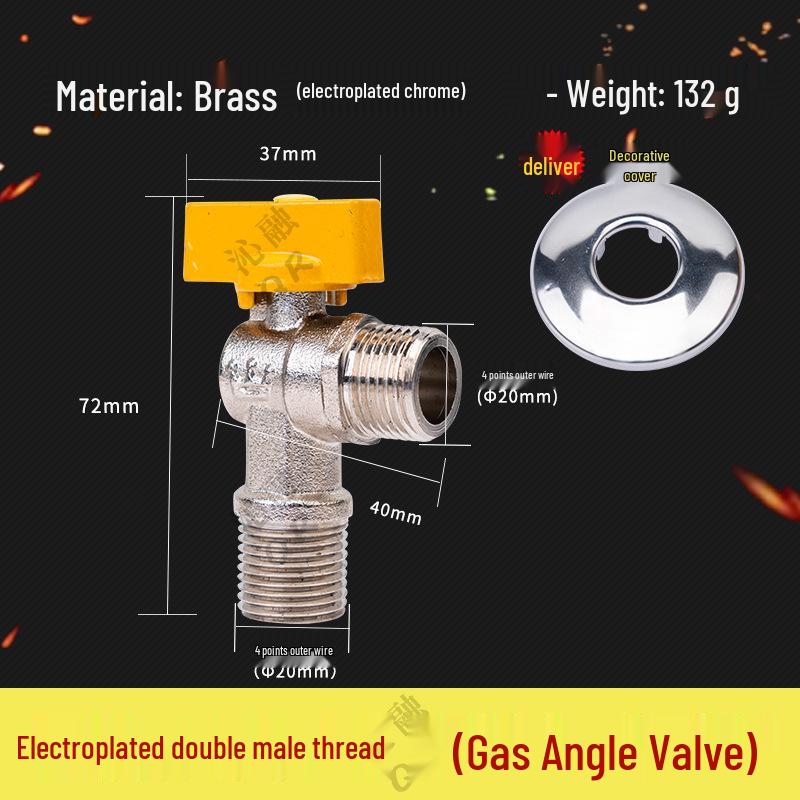 Thickened All-Copper 4-Point Natural Gas Ball Valve with Internal/External Thread and Single Nozzle Tee Switch