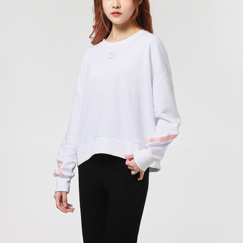 Puma Logo Casual Sports Crewneck Sweatshirt Women sweatshirt White 531078-02