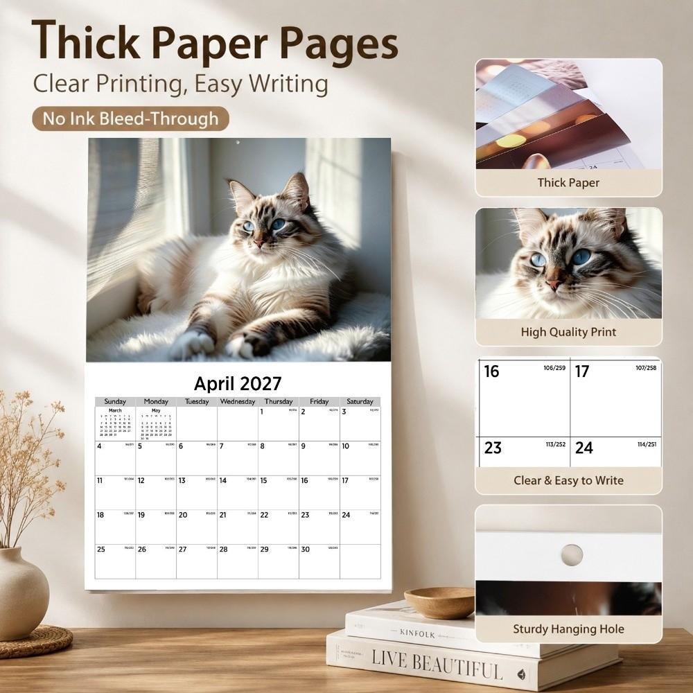 Portable Coil Calendar Thick Paper Monthly Planner Calendar New Year Gift