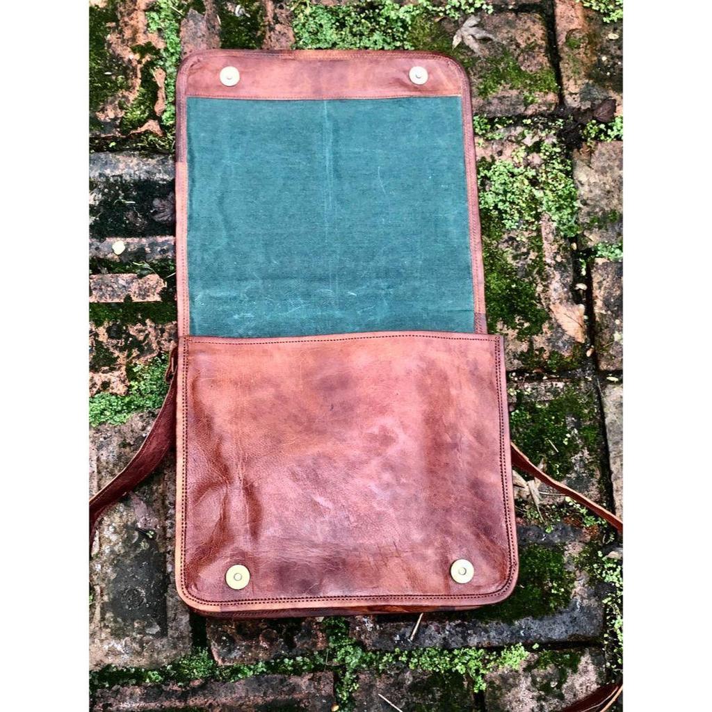 Plain Brown Leather Messenger Bag, Holiday Bag, 11”x9” Rustic Leather Man Bag, Crossbody Bag, Shoulder Bag for iPad, Stylish Bag for Him