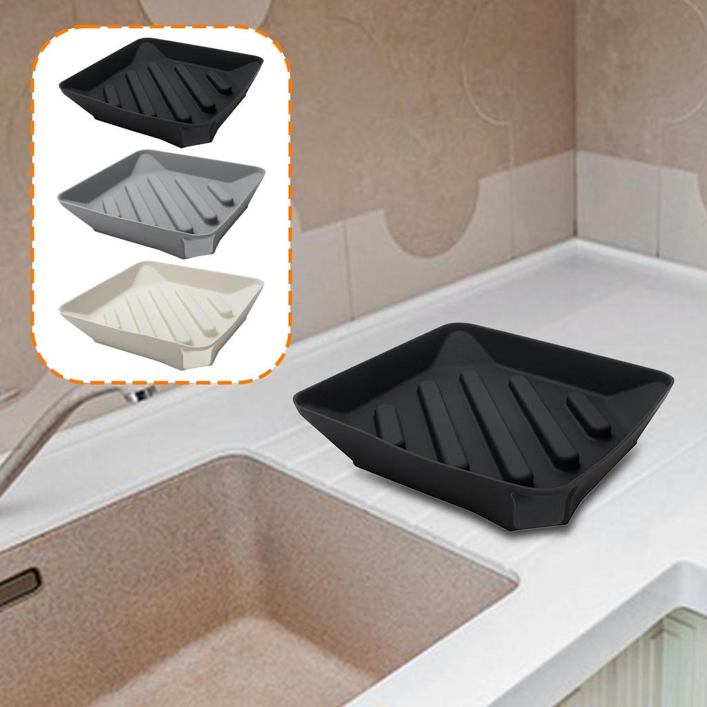 Draining Tray Silicone Sponge Holder Versatile Heat Resistant Organizer Dish Drying Mat for Kitchen Sink Area