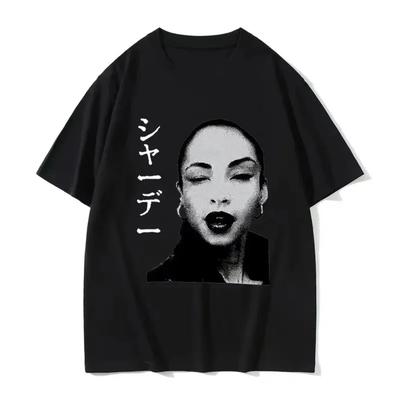 90s Singer S-Sade Print Graphic T Shirt Men and Women Hip Hop Vintage Short Sleeve T-shirts Oversized T-shirt Streetwear Graphic