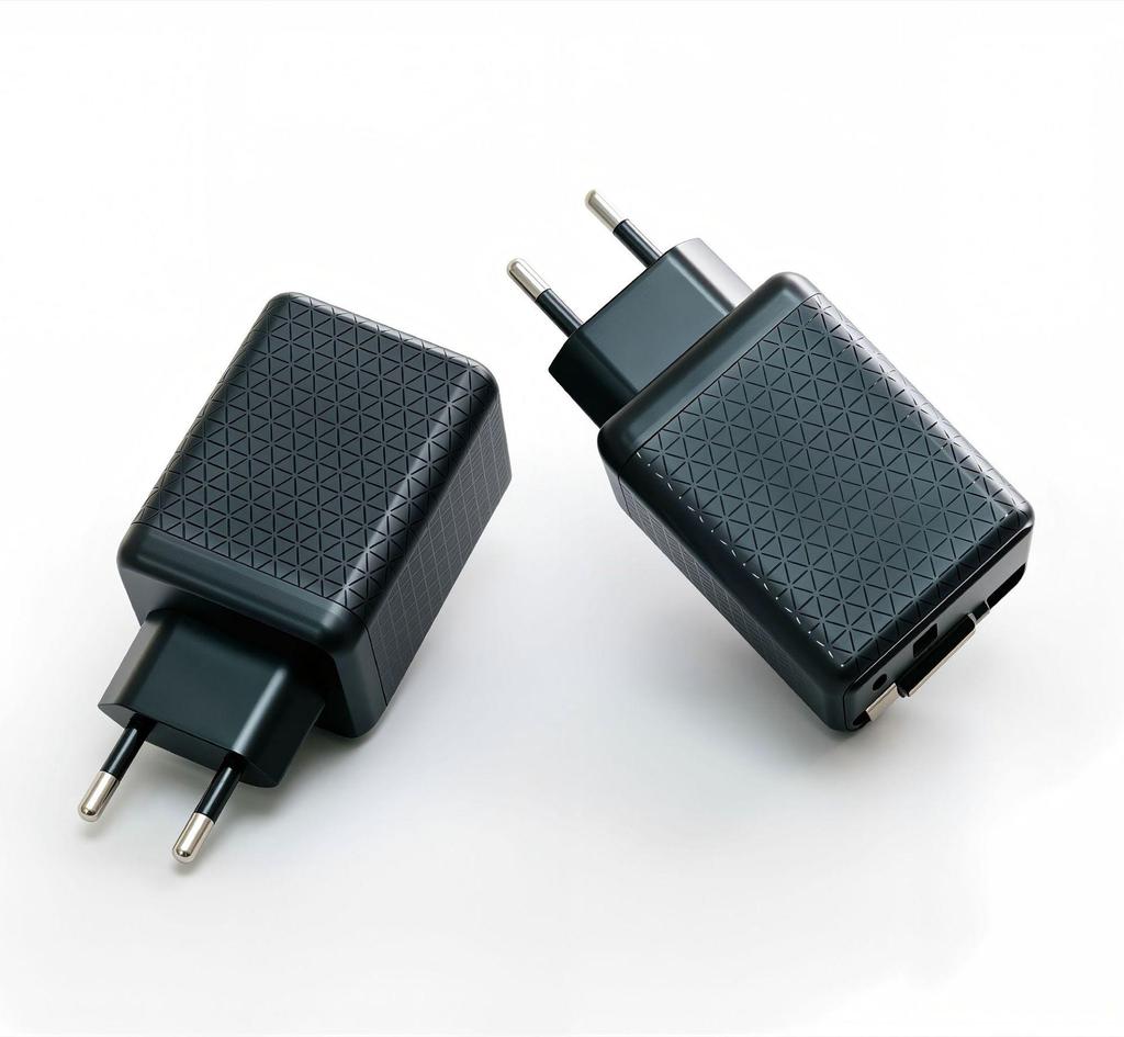65W GaN-Ladegerät mit einziehbarem Kabel, Multi-Port-Schnellladegerät für Handys & Tablets.