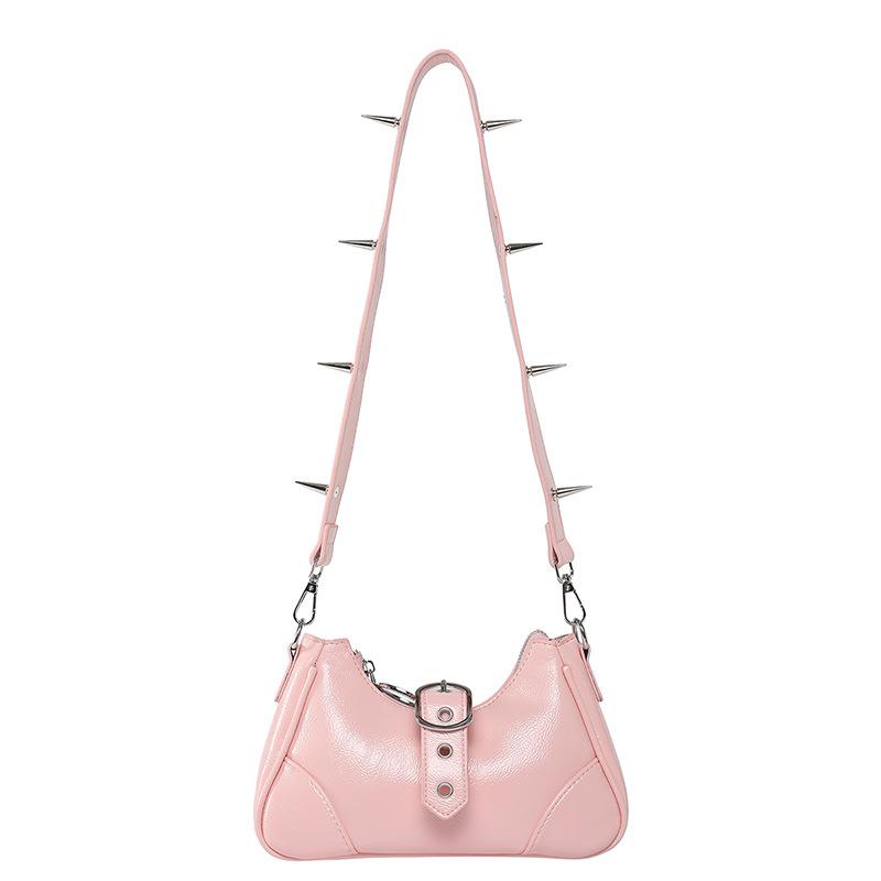 Trend Spice Girl Style Personality Long Rivet Underarm Bag Women's Niche Fashion Street Sweet Cool Shoulder Crossbody Bag
