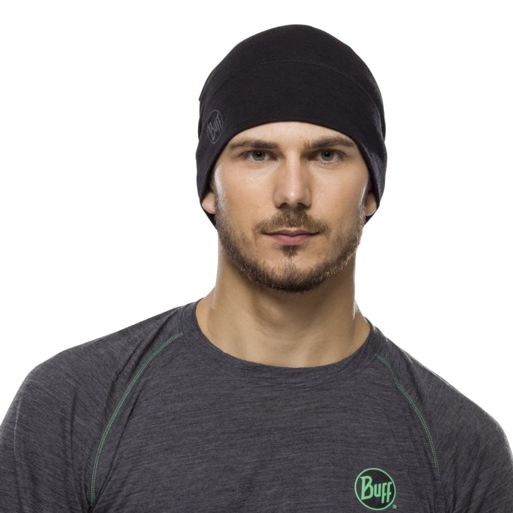 BUFF Merino Lightweight Beanie, schwarze Unisex-Mütze