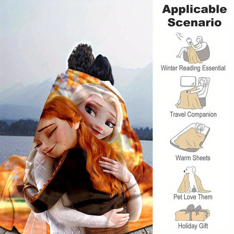 1pc Cartoon Blanket, Soft Throw Blankets for Bed Couch Sofa, Cute Princess Anna Elsa Design, Perfect Gift for Friends and Family, Suitable f