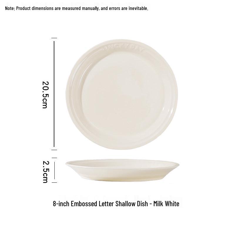 Cream Aesthetic Embossed Ceramic Tableware Set: Rice Bowl, Dish Plate, Fish Plate, Soup Bowl, Noodle Bowl.