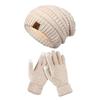 2PCS/Set Soft Knitted Hat Warm Winter Warm Mitten Gift Women Hats Gloves Set  Outdoor