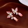 dripping oil contrasting color butterfly wind chimes flower silver needle earrings sweet flower temperament earrings