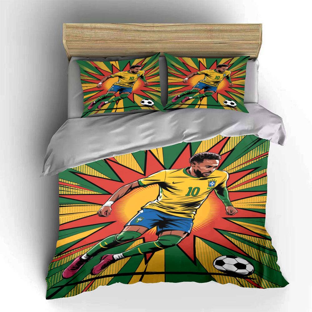 Soccer player, ball, starburst. Bedding sets Duvet cover sets Duvet covers Pillowcases(1*Duvet Cover 2*Pillowcases without duvet insert)
