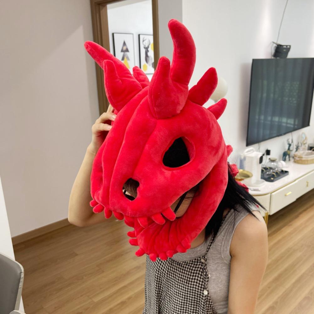 3D Realistic Dinosaur Skeleton Costume Soft Breathable Dinosaur Skeleton Headgear PP Cotton Filling Dinosaur Plush Hat Party