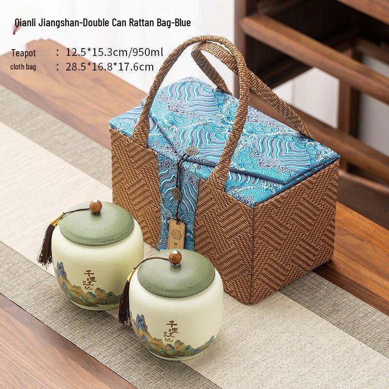 Shangqi Thousand Miles Landscape Double Tea Canister Set