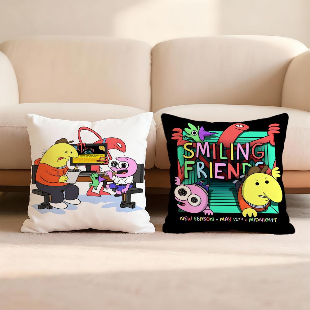 S-Smiling cartoon F-Friends Cushion Cover Home & Car Multi-Scene Pillow Cover - Reversible, Soft & Durable for Daily Use
