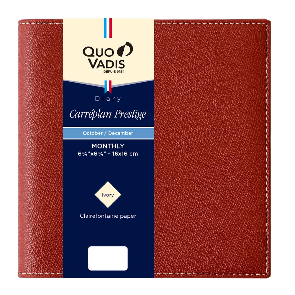 

QUOVADIS 2026 Planner Diary Cahier Plan Prestige / Club (Monthly Block, Starts October 2025, Square Size 16x16cm) Bordeaux qv12402bx
