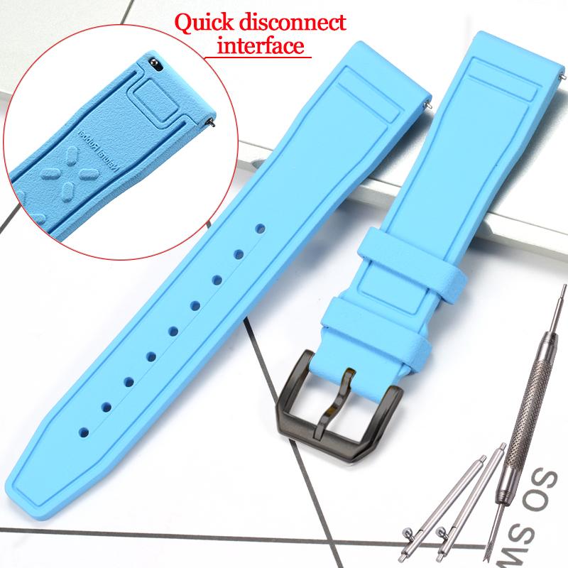 Rubber Silicone Watch Strap for IWC Pilot's Band Quick Release Bracelet Fluororubber Watchband
