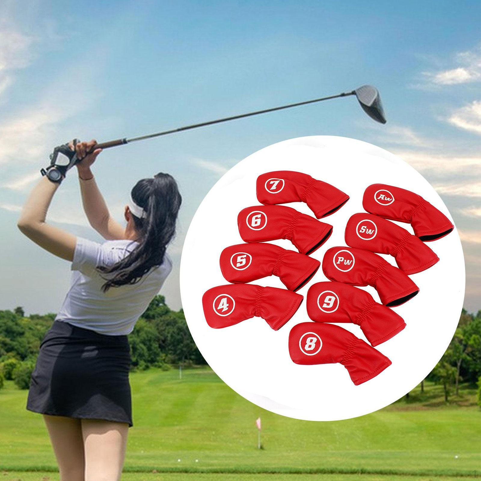 

9 Pack Golf Club Covers for Training with Number Identification красный