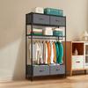 Metal Clothing Rack with 4 Large Fabric Drawers Heavy Duty Garment Rack Adjustable Shelves Portable Closet for Bedroom