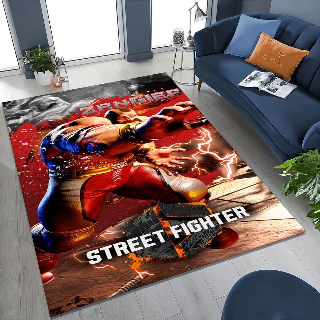 Retro Street Fighter 6 Characters Game Chun-Li Cartoon Rug for Bedroom Living Room Sofa Home Doormat Decor,Non-slip Floor Mat
