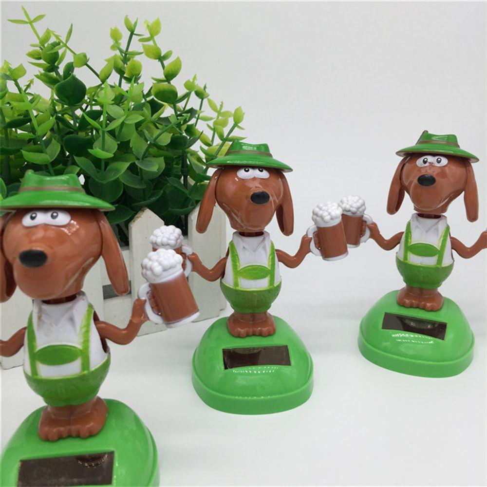 Flip Dolls Dashboard Shaking Head Dolls Solar Power Beer Dog Bobble Head Doll Solar Swing Dog