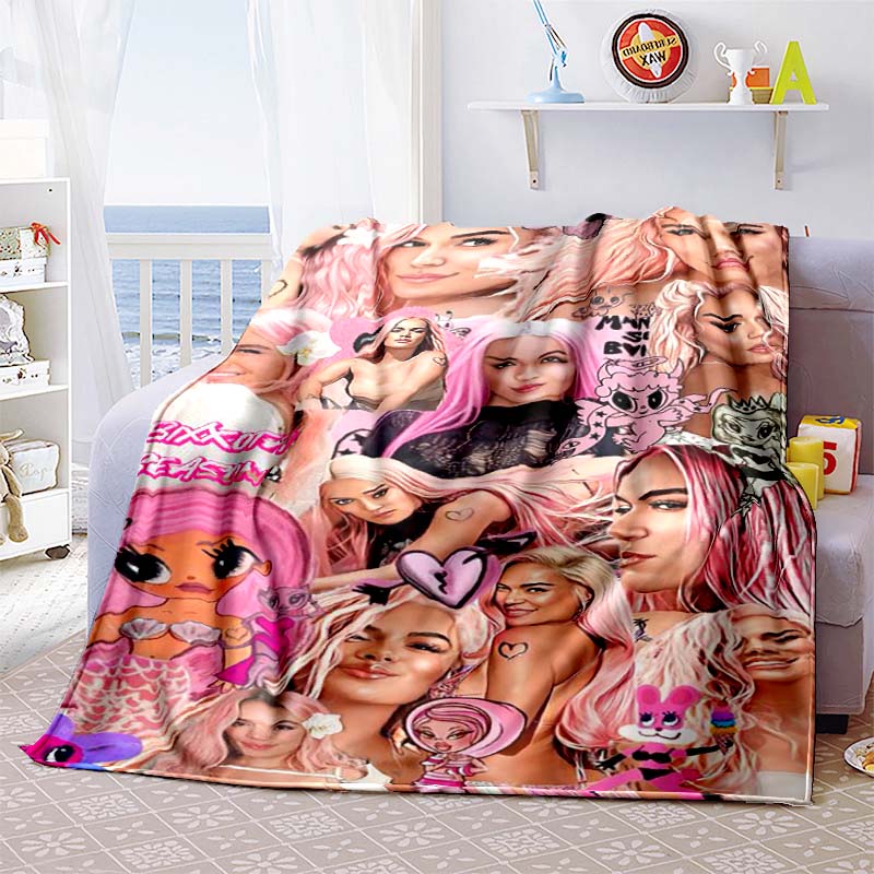 Customizable K-KAROL-G flannel blankets, perfect for autumn warmth, suitable for children and adults, and stylish K-POP shawls