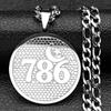 Muslim Arabic 786 Allah God Name Quran Stainless Steel Necklaces Wommen Men Islamic Talisman Star Crescent Moon Pendant Jewelry