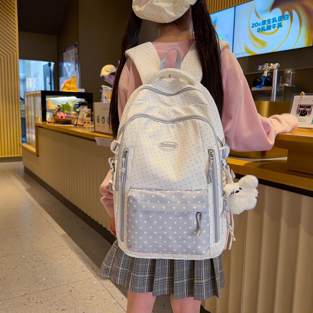 Schoolbag College Style School Bag Women's New Junior High School High Value High School Student Large Capacity Star Backpack College Student Backpack