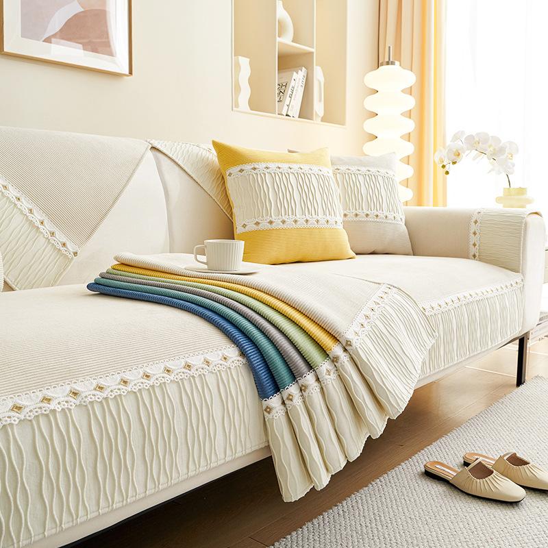 Corduroy Non-Slip Sofa Cushion Four Seasons Universal Simple Solid Color Seat Cushion Autumn and Winter Solid Wood Sofa Cushion