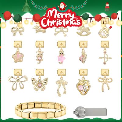 New Vintage Golden Pendant Charm Cat Butterfly Star Tennis Racket Bow Links Fit 9MM Stainless Steel Bracelet Women DIY Making