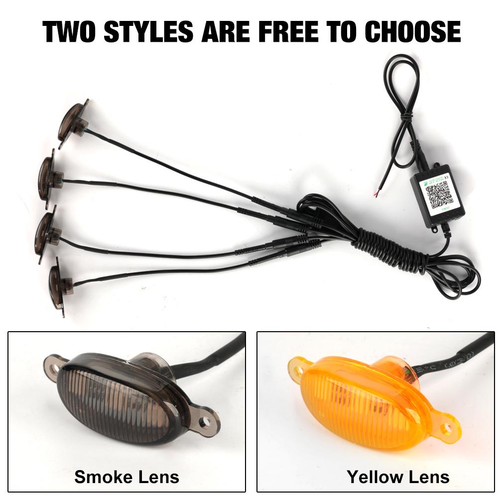 Car LED Front Grille Lights RGB Decorative Lights 4 In 1 Signal Lamp APP Adjustable 12V Universal Sound Control Auto Grille Lighting