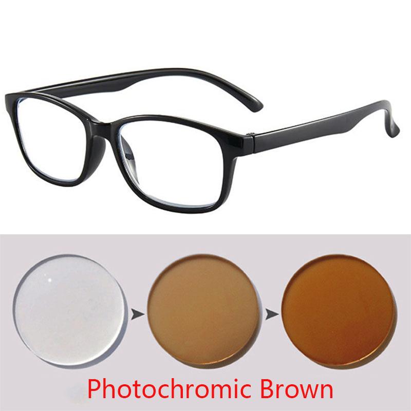 Square Frame Change Color Eyewear Photochromic Eyeglasses Women Men UV400 0 -0.5 -1.0 -1.5 -2.0 -2.5 -3.0 To -6.0