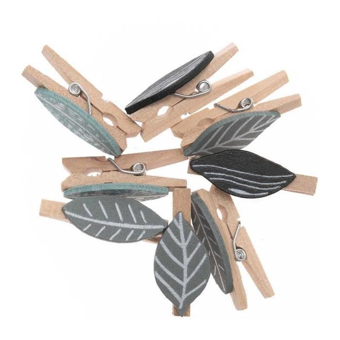 8 Decorative Clips - Green Leaves