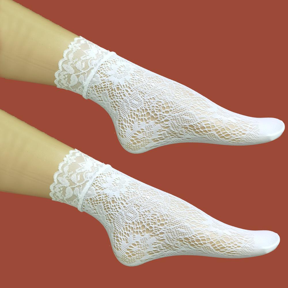 Black Pearl Summer Lace Fishnet Ankle Socks - Breathable, Invisible Plus Size Stockings