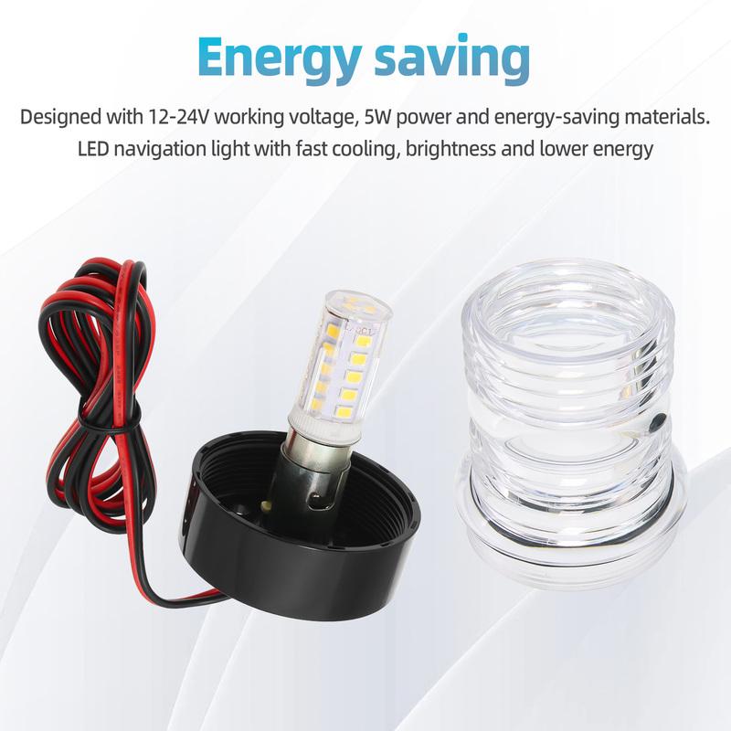 Waterproof 12V Marine Boat Yacht Navigation All Round 360° White LED Anchor Light Marire Boat Accessories Yacht Sailing Lamp