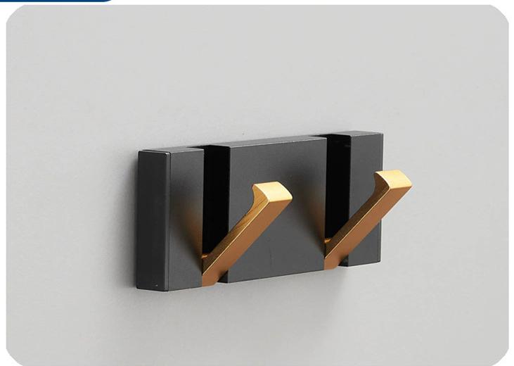 Black Towel Hanger  Robe Hook Folding Clothes Hook Black Gold Clothes Rack Hanger Aluminum Kitchen Hook Door Hanger Wall Mounted