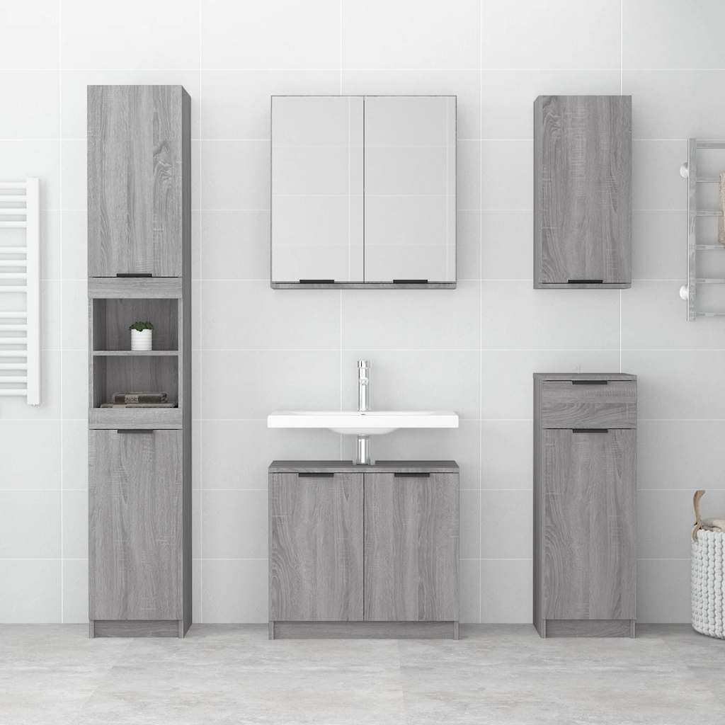 Bathroom Cabinet Gray Sonoma 32 x 34 x 188.5 cm Particleboard