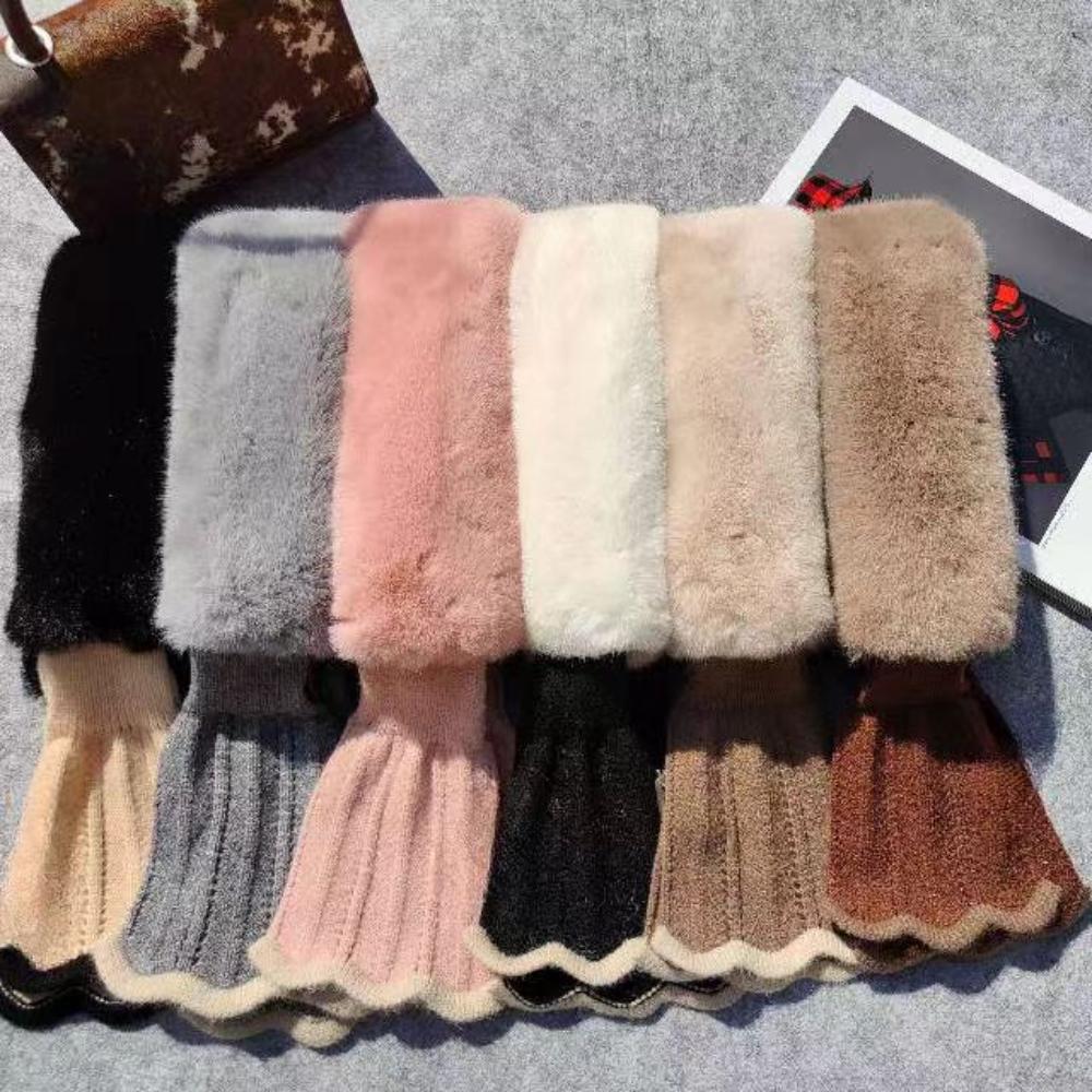 Winter Plush Scarf Woman Thick Fish Tail Wool Knit Cross Fur Collar Outdoor Cycling Neck Protection Cervical Spine Warm Scarve