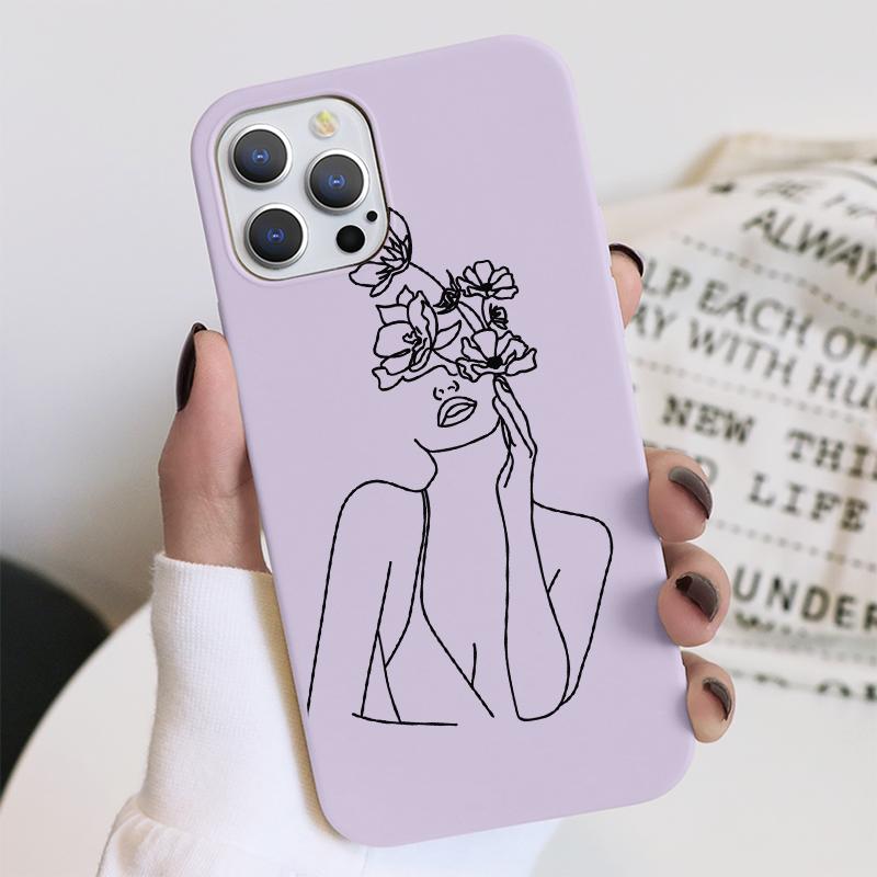 Abstrakte Blumen Kunst Linie Hülle Für Samsung Galaxy A51 A32 A31 A71 A21s A72 A12 A50 A22 A52 S20 FE S21 S8 S10 S9 Plus Ultra Hülle