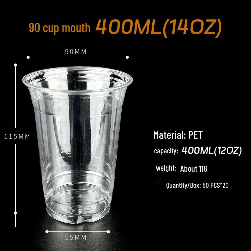 Disposable Transparent PET Cold Drink Cups with Lid for Milk Tea, Coffee, Homemade Beverages, or Lemon Tea