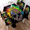 Blue Skull Tablecloth Gothic Tablecloth Black and White Watercolor Decorative Tablecloth Washable Stain Proof Tablecloth
