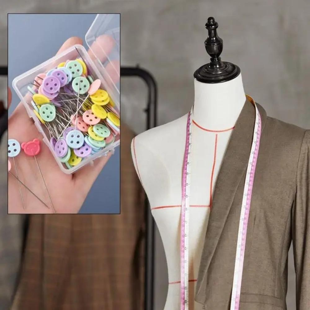 50pcs DIY Dressmaking Pins Sewing Embroidery Manual Positioning Needle with Storage Case Bowknot Patchwork Tool Sewing Accessory