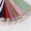 New Premium Pearl Chiffon Hijab Long Shawl Embroidered Lace Floral Muslim Women Wrap Headscarf 70X175Cm Abaya Islam Turban Femme
