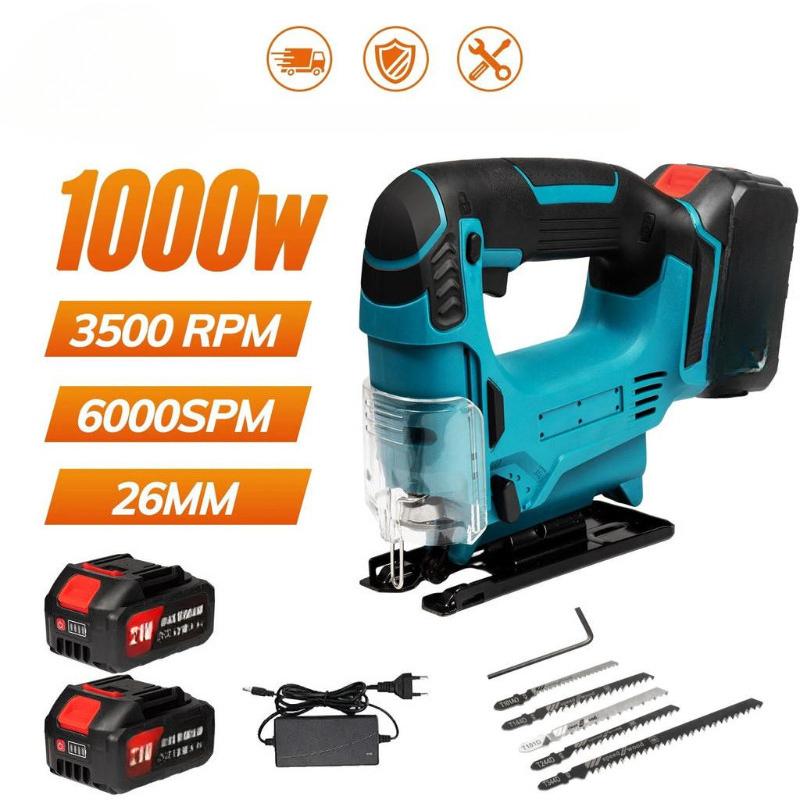 1000W 26mm Elektrische Gebogen Zaag Multifunctioneel Snijden Houtbewerking Elektrisch Gereedschap LED-lampje Draadloos Draagbare Decoupeerzaag