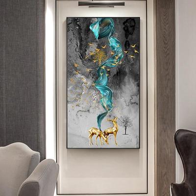 Abstrakte goldene Vögel, dekorative Malerei, Leinwandgemälde, Eingang, rahmenlose Malerei, Kernposter, Druck, Wandkunst für Wohnzimmer, Schlafzimmer, nordisch