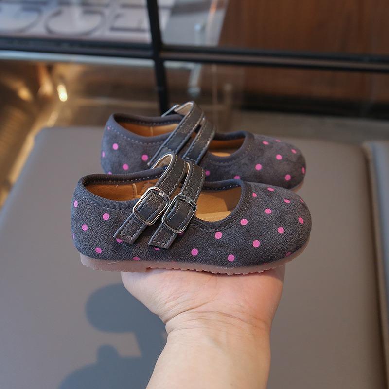 Zapatos de Cuero para Niñas, Nuevo Modelo Otoño Estilo Coreano, Zapatos de Princesa para Bebé con Lunares, Zapatos Birkenstock de Suela Blanda, Zapatos Planos para Niñas Pequeñas