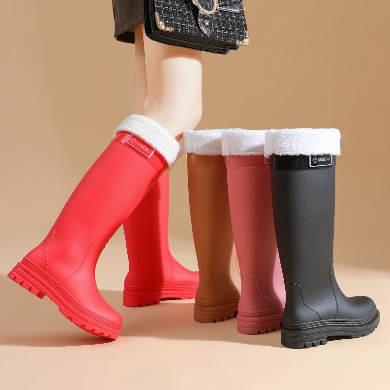 Rain shoes women's extra high tube fashion adult rain boots non-slip outdoor waterproof shoes platform long tube water boots rubber shoes