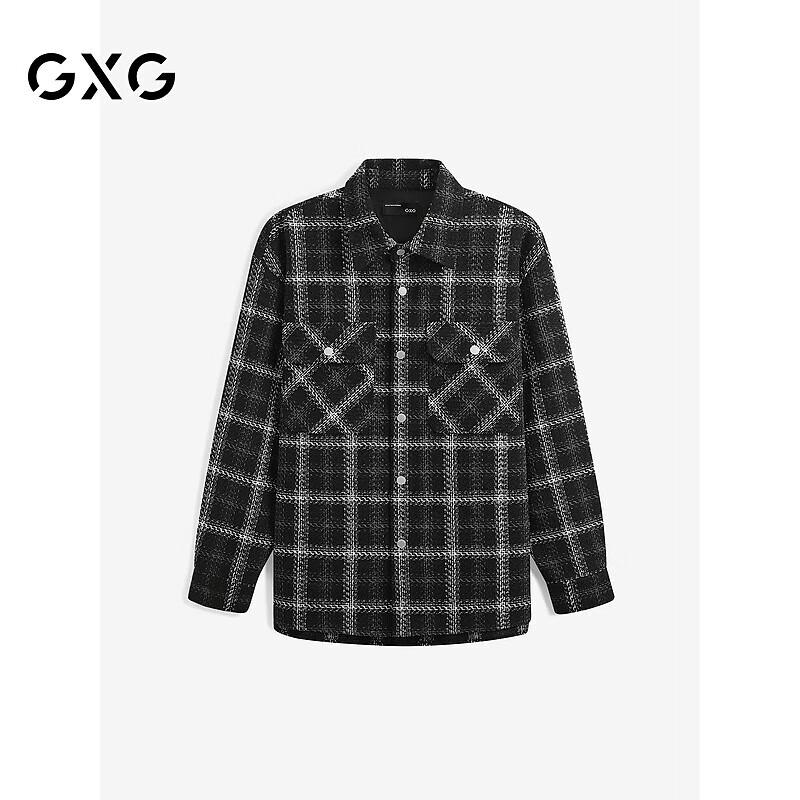 GXG Men's Loose Fit Long-Sleeve Plaid Shirt Jacket