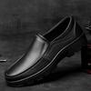 Men's Round Toe Cowhide Loafers - Slip-On, Thick Sole, Breathable, Low Heel Casual Shoes