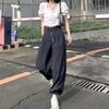 Damen Weißes Quadratischer Ausschnitt Puffärmel Schnürung Crop Top