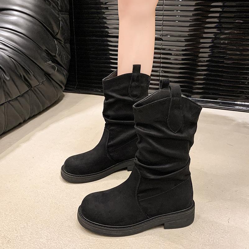 

Женская модная замшевая универсальная обувь, не утомляющая ноги, толстая подошва, мягкая эластичная удобная амортизация, водонепроницаемая, противоскользящая, повседневная спортивная обувь, ботинки Мартин 40 чёрный