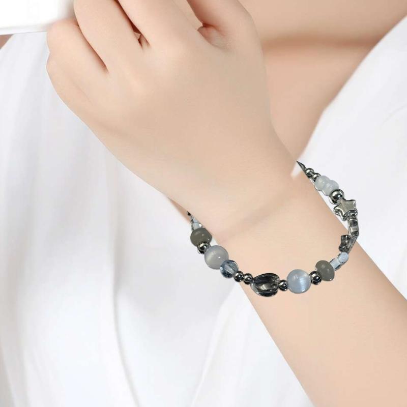 Hip Hop Crystal Star Pentagrams Heart Beaded Bracelet Aesthetic Charm Sweet Cool Star Handchain Bracelet Jewelry Girl